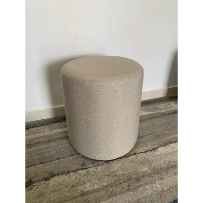 Pouf rond traditionnel CAMOMILLE en lin beige Pouf rond traditionnel CAMOMILLE en lin beige