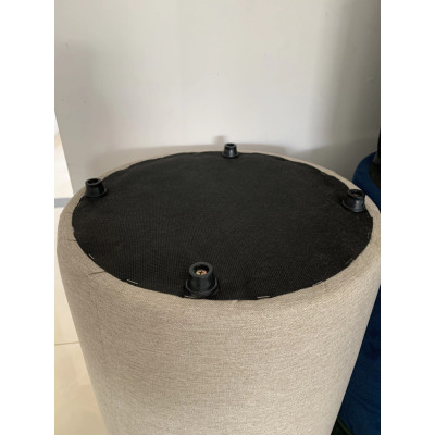 Pouf rond traditionnel CAMOMILLE en lin beige Pouf rond traditionnel CAMOMILLE en lin beige