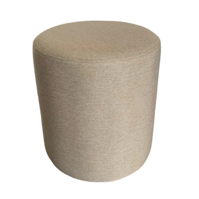 Pouf rond traditionnel CAMOMILLE en lin beige Pouf rond traditionnel CAMOMILLE en lin beige