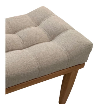Pouf tabouret VIOLETTE avec pieds en bois massif et tissu en tissu lin beige Pouf tabouret VIOLETTE avec pieds en bois massif et tissu en tissu lin beige