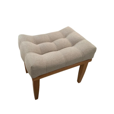Pouf tabouret VIOLETTE avec pieds en bois massif et tissu en tissu lin beige Pouf tabouret VIOLETTE avec pieds en bois massif et tissu en tissu lin beige