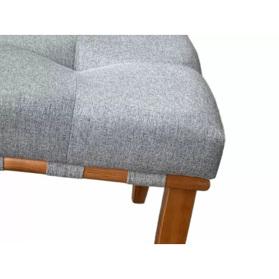 Tabouret pouf ASTRE avec pieds carrés  en bois massif et tissu lin gris