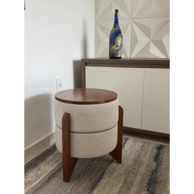 Pouf 3 en 1 MIMOSA en lin beige