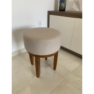 Jolie tabouret ronde CAPUCINE pour coiffeuse en  lin beige